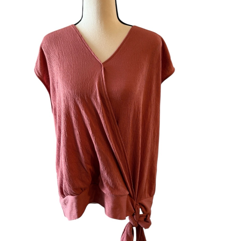 LOFT | Wrap Tie Blouse - Salmon